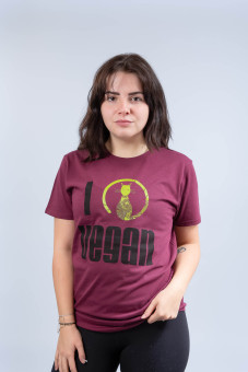 Classic Collection - I love vegan T-Shirt Unisex, Farbe: hellgrau, Größe: S 0